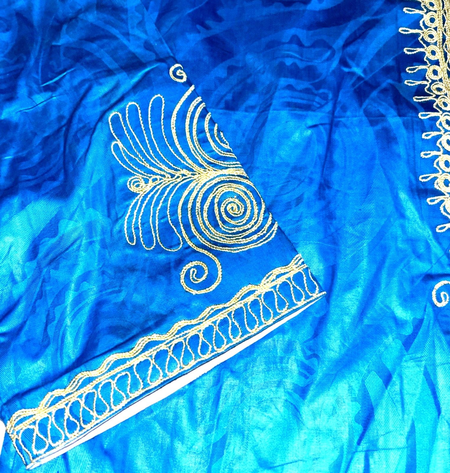 African Dashiki Outfit Royal Blue/Gold Embroidered Long Shirt
