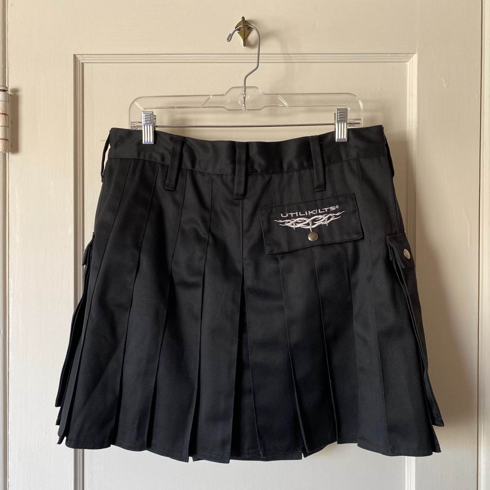VTG 05 Utilikilts Kilt Mens 37 Black Workman Duck Canvas Cargo Tactical Pleats