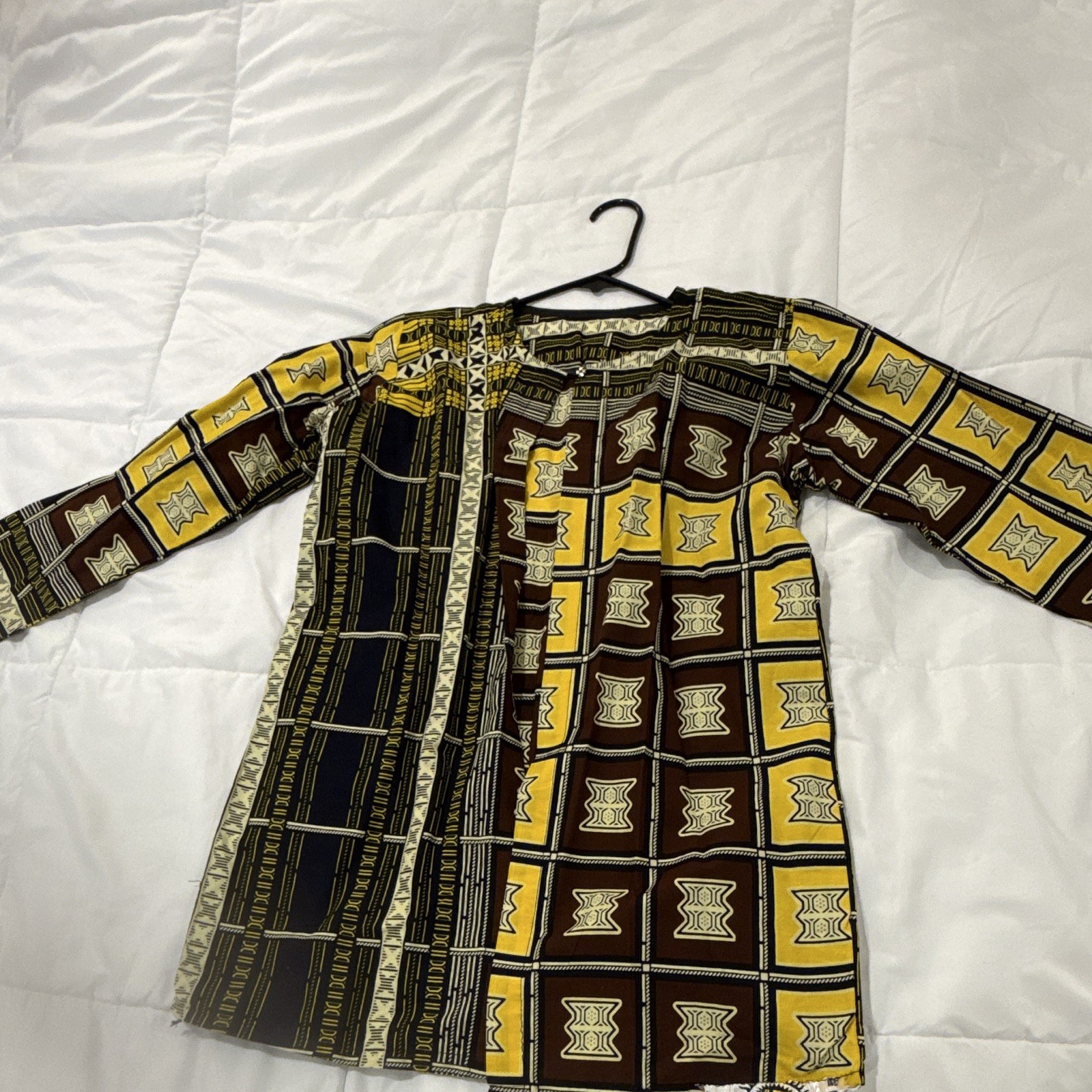 Handmade African Print Dashiki Cotton Long Sleeve Top, One Size, Multi-Color