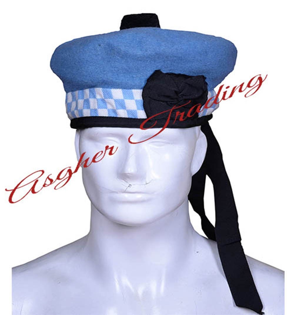 Scottish Military Traditional Kilt Cap – 100% Wool Balmoral Diced Hats For Kilt