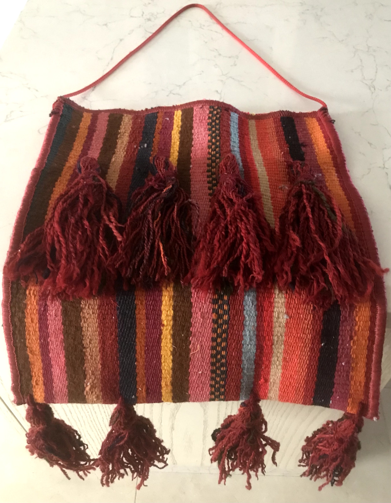 Traditional handcrafted wool bag/bread bag(kinif)from palestinian heritage.