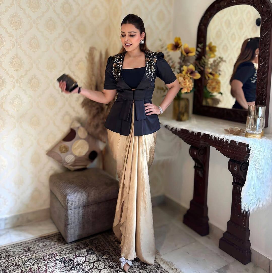 Designer Pre Drapped Dhoti Top Bollywood Party Wear Dress Wedding Indo Western L