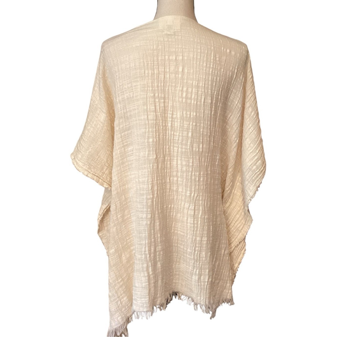 Universal Thread Ivory Cotton Gauze Kimono Cardigan Fringe Hem OS
