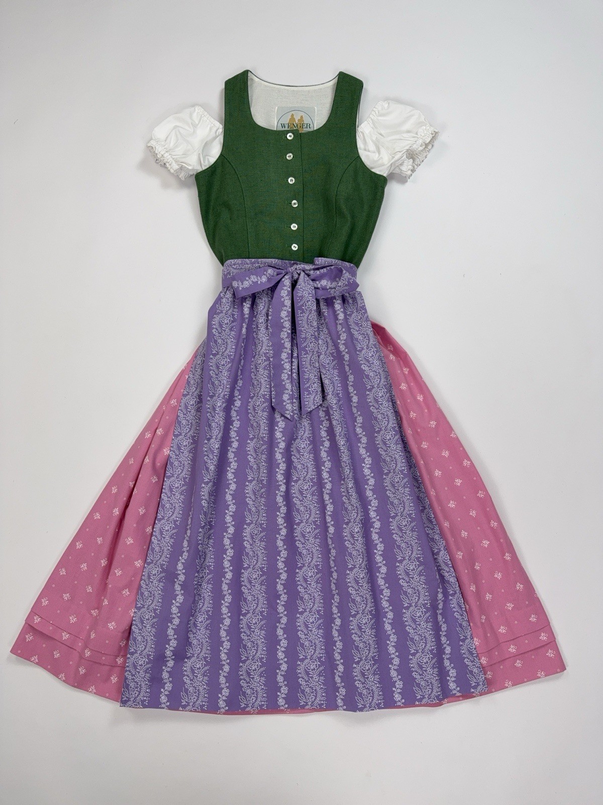 Wenger VTG Girls Long German Bavarian Tyrol Folk Oktoberfest Dirndl Dress Sz164