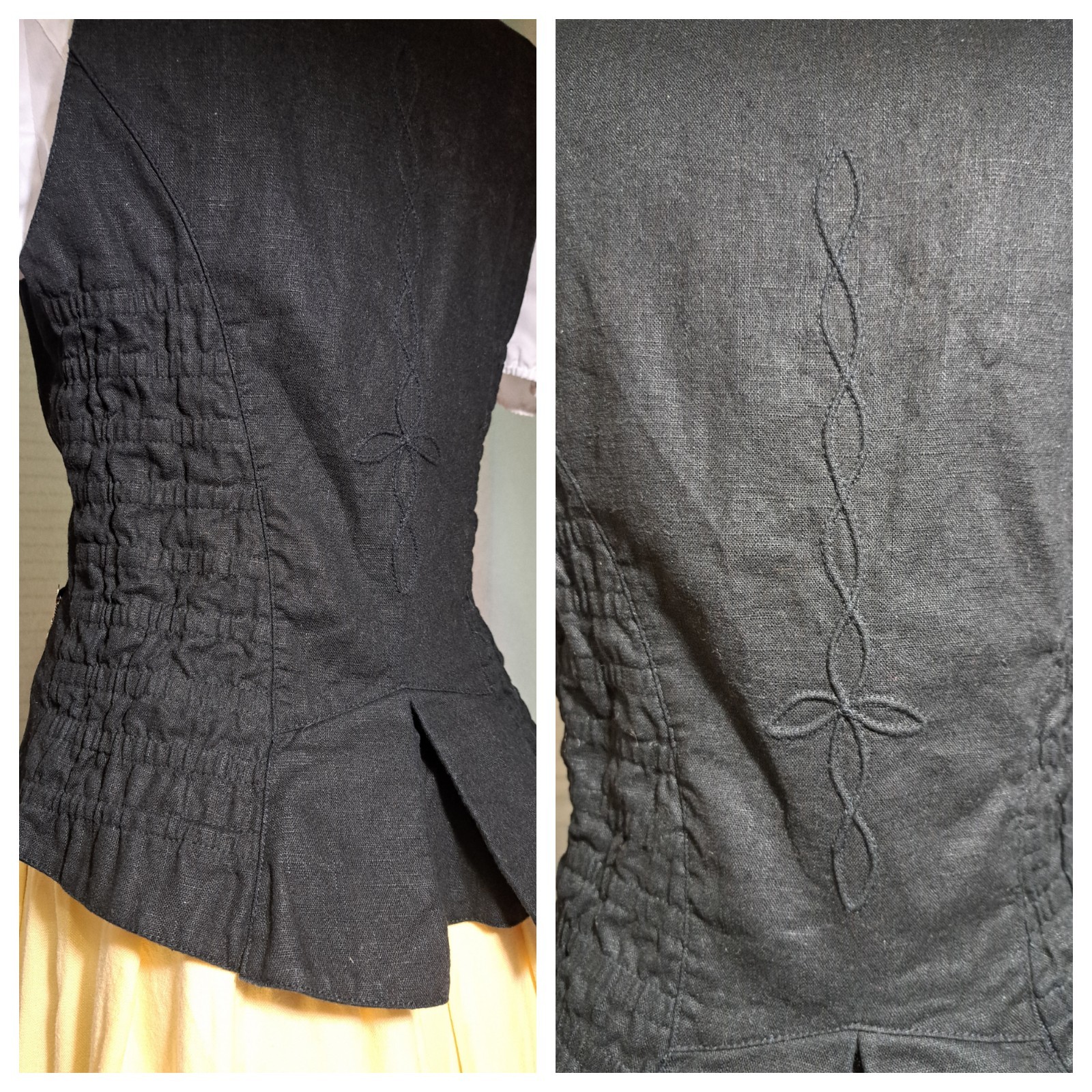 Vintage German Dirndl Set Bodice Blouse Skirt Linen Alpine Oktoberfest Sz M/EU40