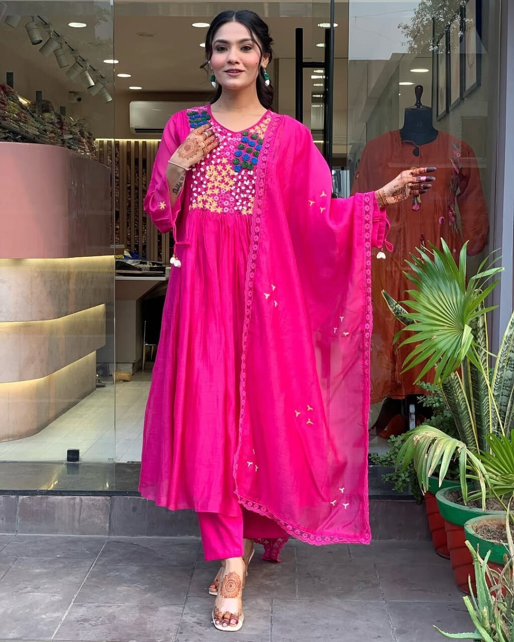 Fully Stitched Palazzo Kurta With Dupatta Set 3 Piece Top Tunic Combo For Eid