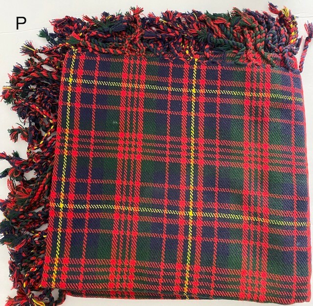 Scottish Traditional Tartan Fly Plaid Hands Fringed Acrylic Wool Scarf Rolled Sh