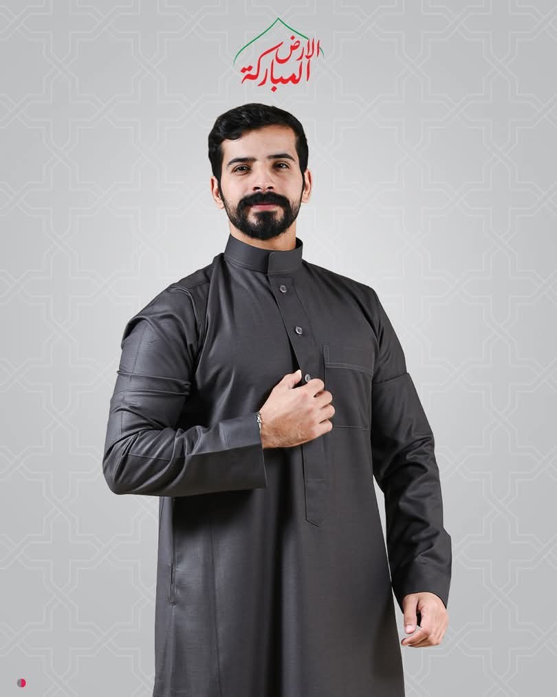 AlAseel charcoal grey Thobe Men Arab Saudi Dishdash ثوب الاصيل رمادي غامق