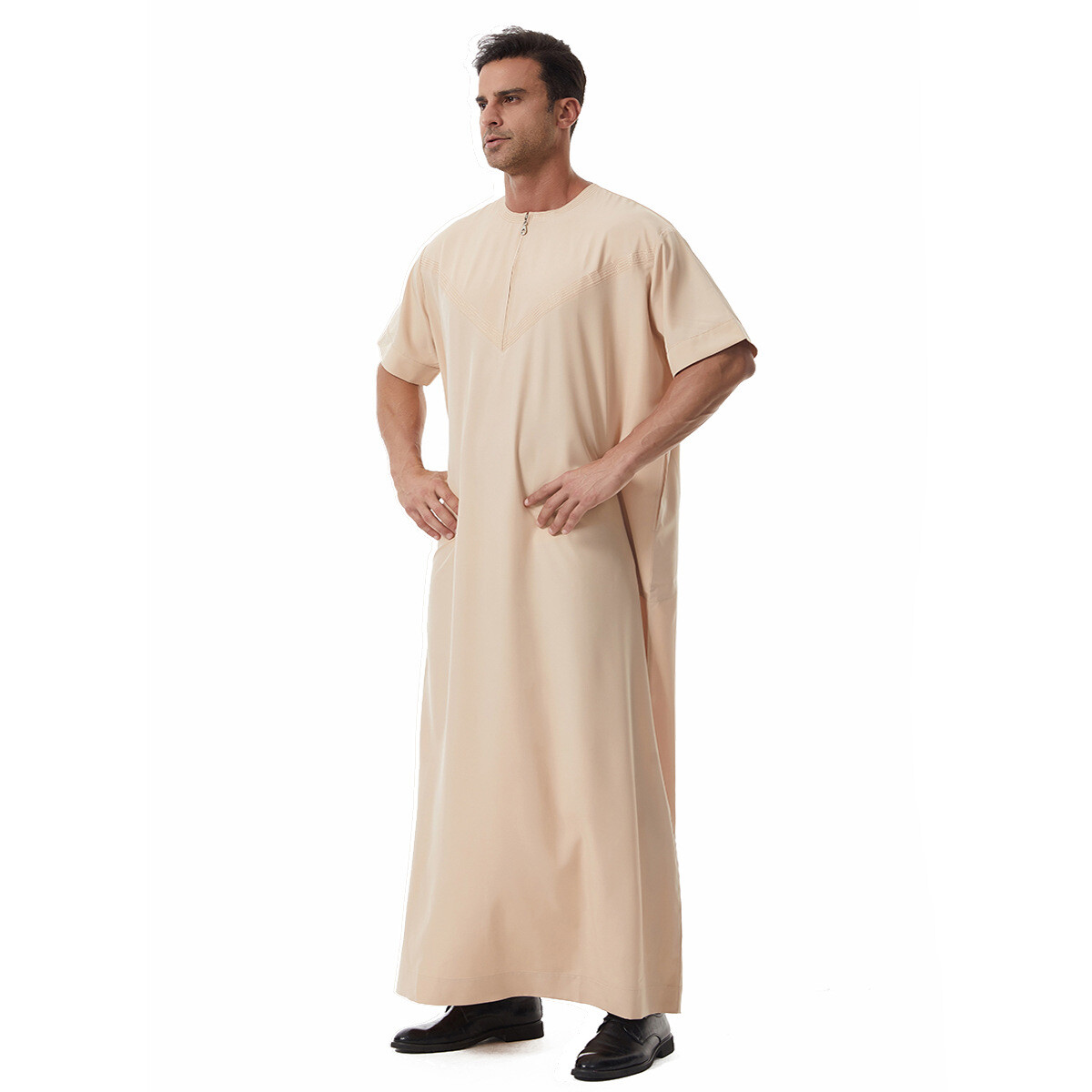 Men Thobe Jubba Thoub Muslim Men Short Sleeve Kaftan Saudi Arab Thoub Dishdasha