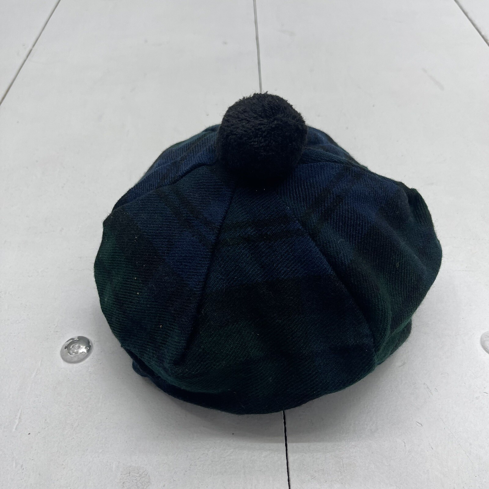 Tam O Shanter Umam Acrylic Wool Bonnet Hat Blue Green Plaid