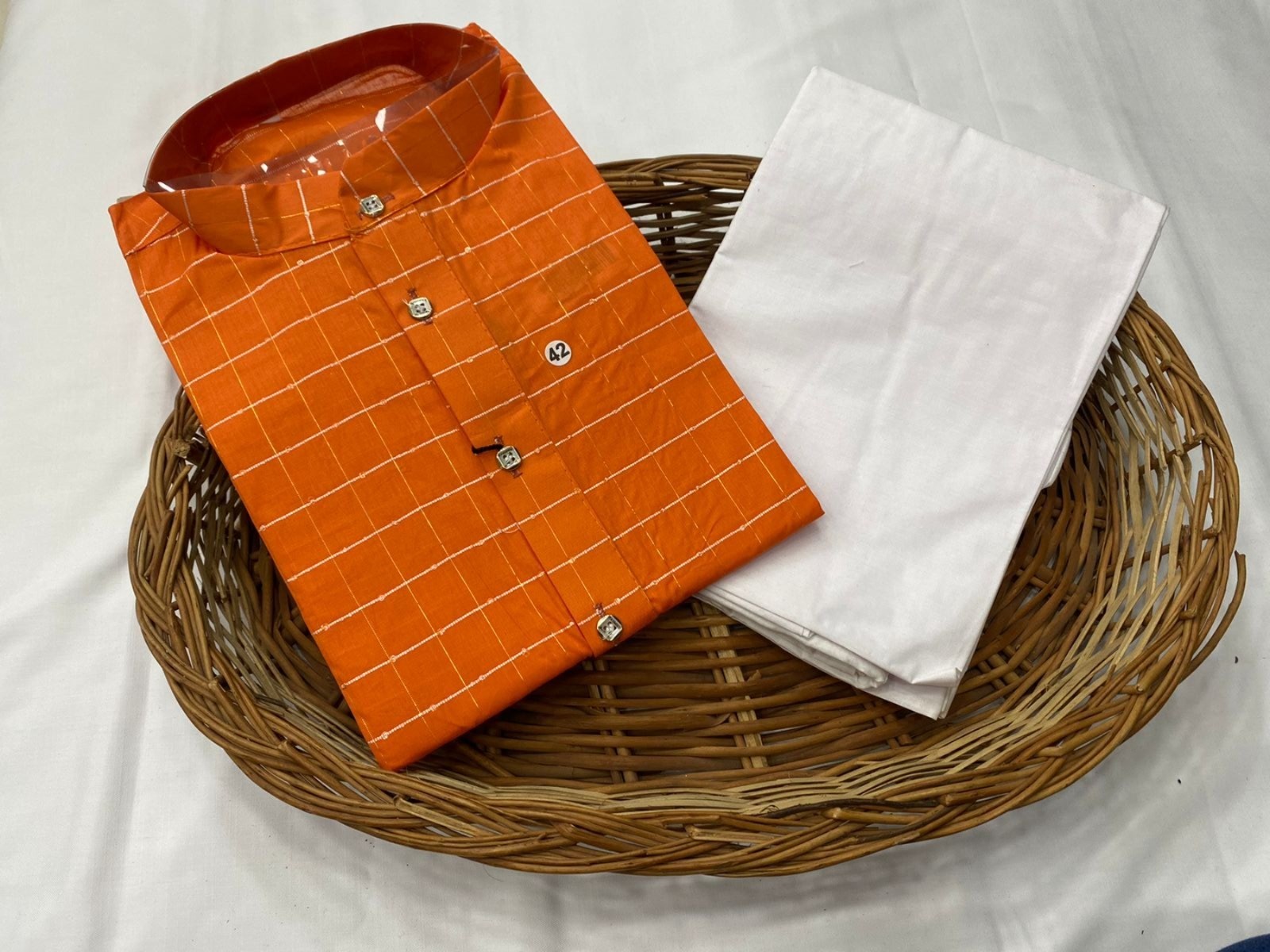Indian Men’s Kurta Pajama Set Traditional Dress for Party Wear Wedding Orange