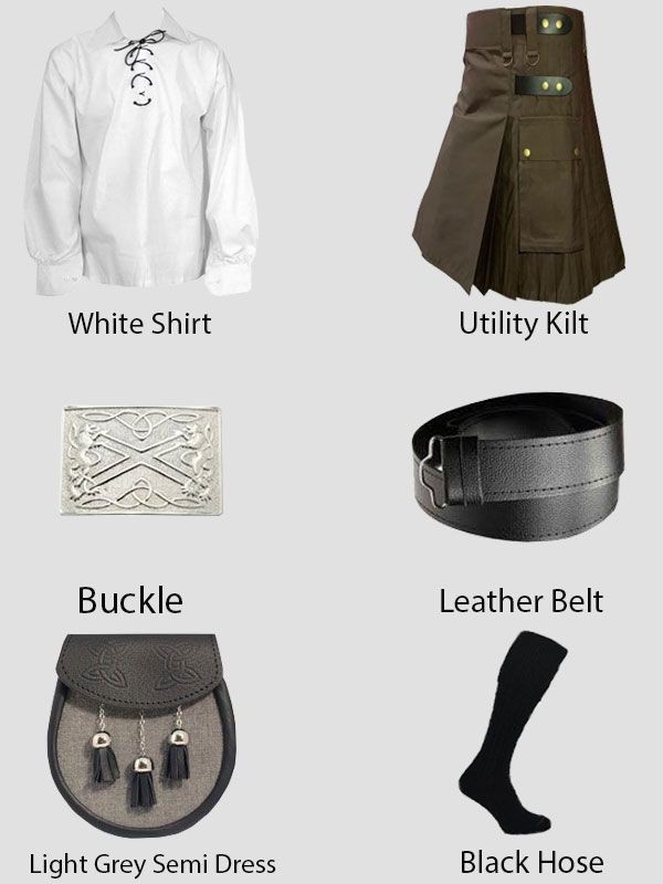 Custom Cargo Utility Kilt Outfit Bundle Premium Men Ghillie Shirt Full Dress Set