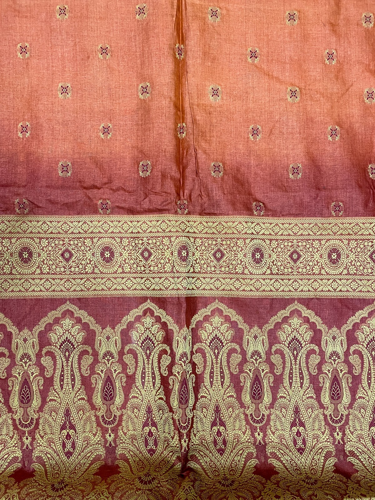 Vintage Tussar Silk Saree, Upcycled Printed Tussah Silk DIY Fabric TS1087