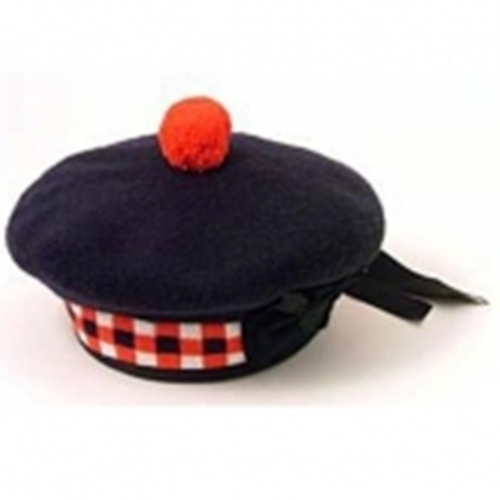 NEW Wool Scottish Black Diced Balmoral Hat Torrie Sizes 7, 7 1/4, 7 1/2, 7 3/4