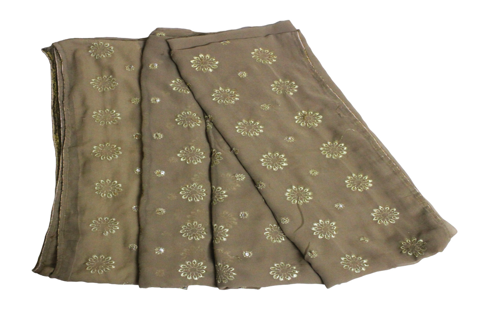 Bridal Green Saree Indian Vintage Used Recycled Fabric Embroidered Sewing Sari