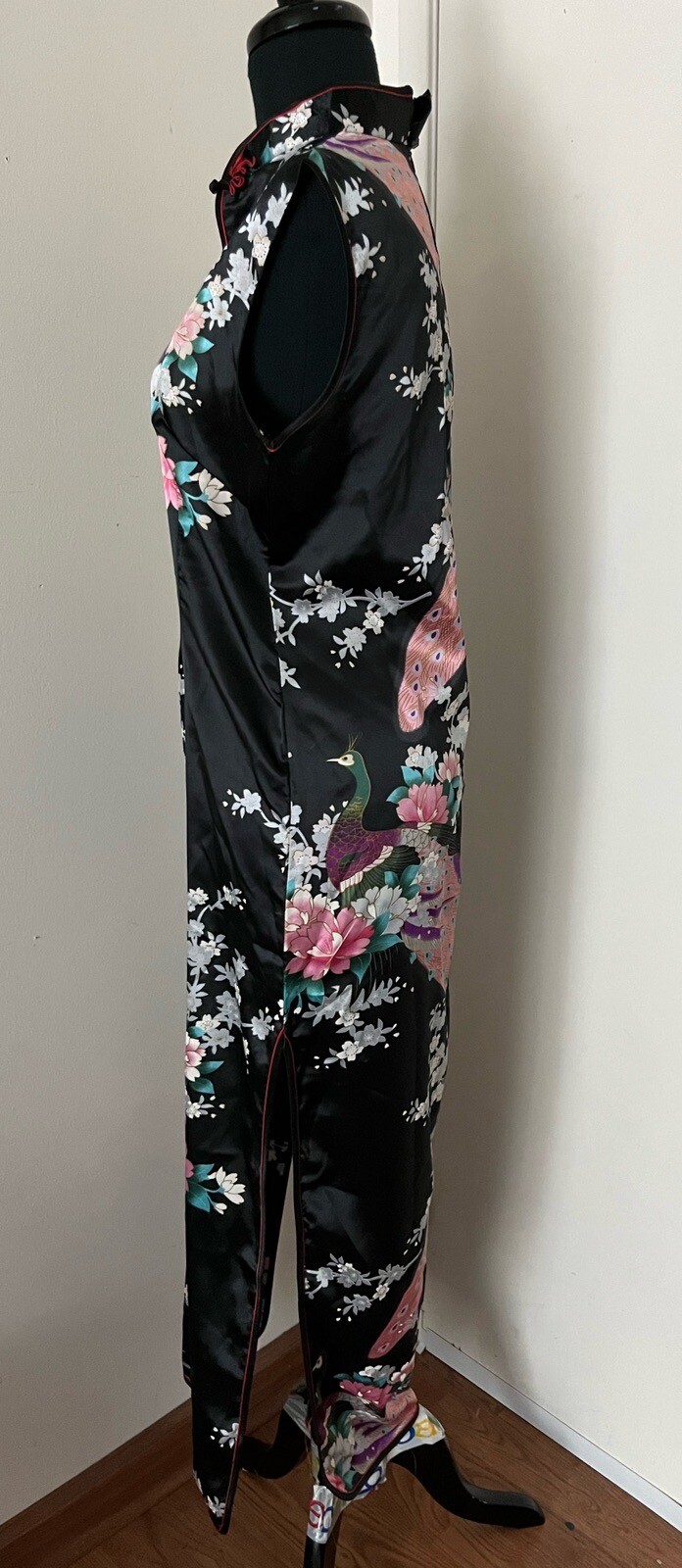 Vintage Chinese Black Floral Bird Jin Yue Fu Shi Dress