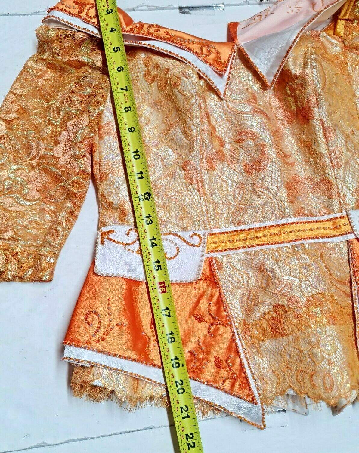 Cambodia Khmer Traditional Out fit Women Size M Gold Lace Pamong Mermaid Skirt