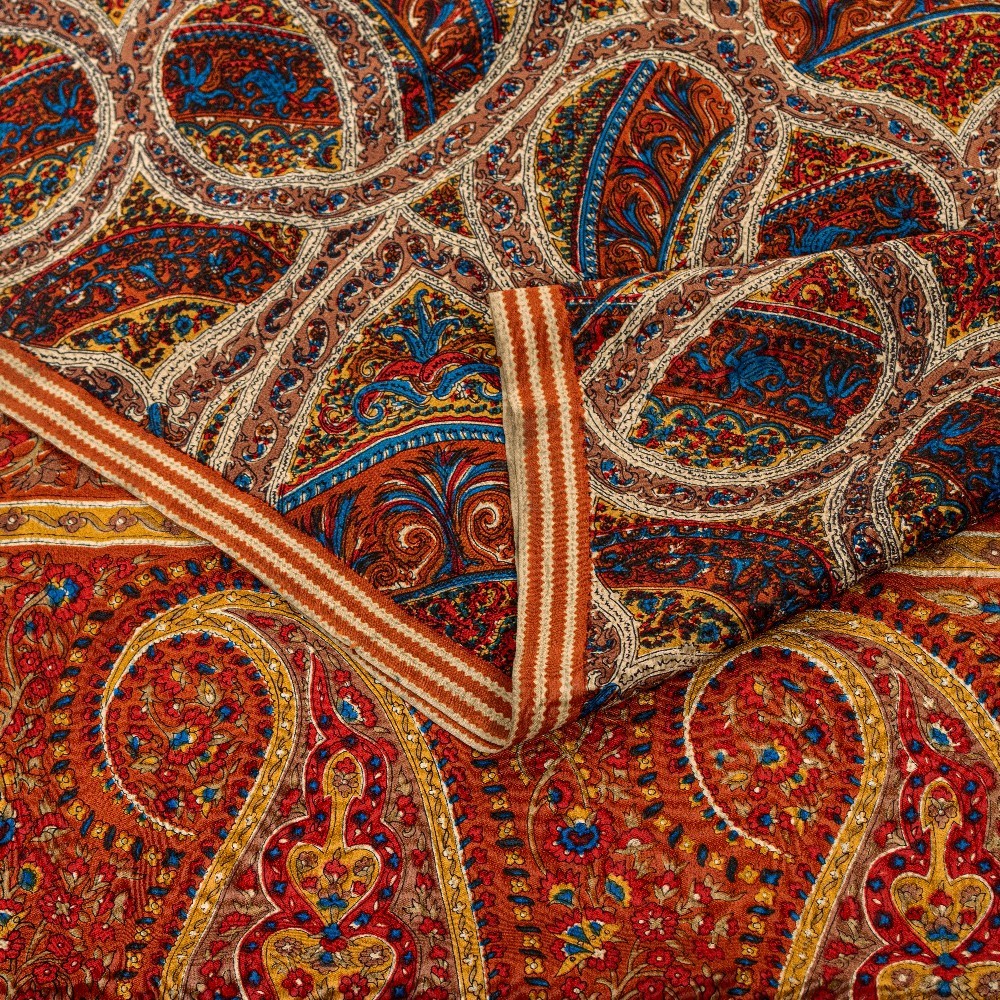 Sanskriti Vintage Saree Multicolor Pure Crepe Silk 5.5+YD Paisley Printed Fabric