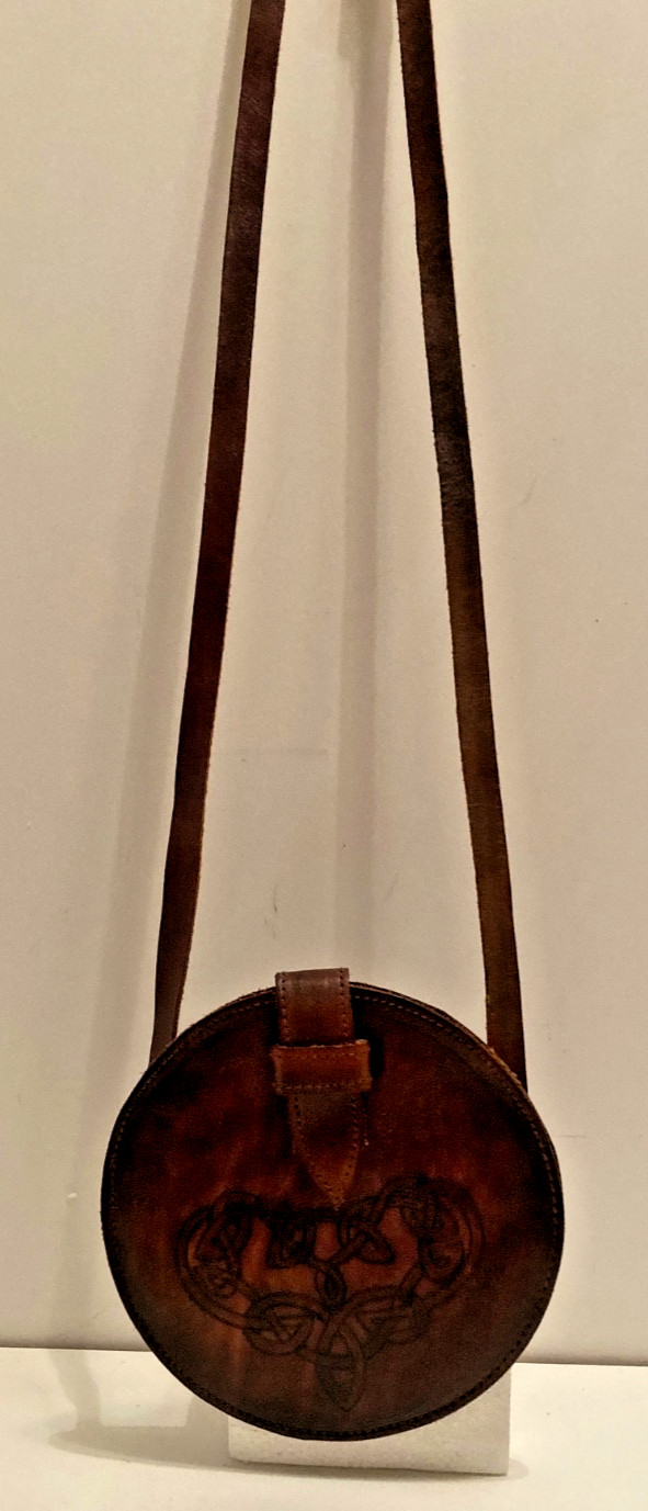 Embossed Brown Leather Scottish Sporran/ Shoulder Bag
