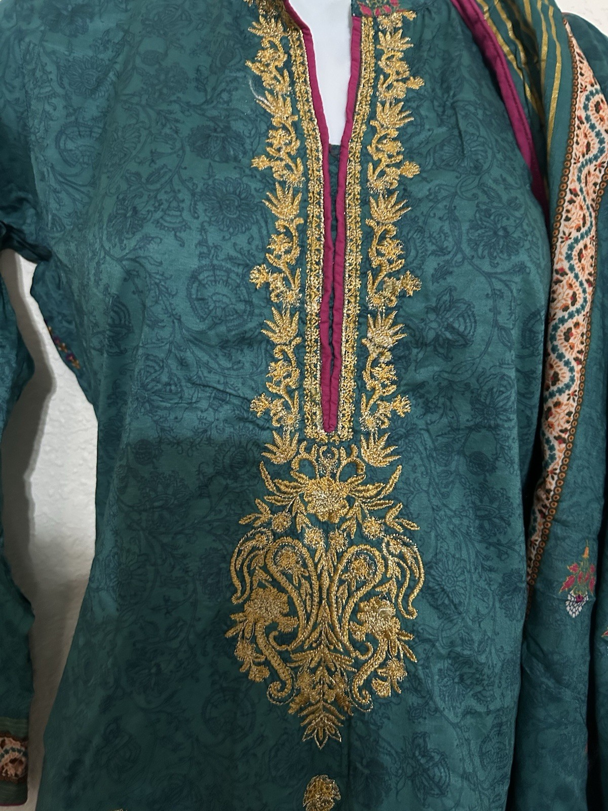 Women’s Indian Pakistani Shalwar Kameez 3 Piece Stitched Lawn Suit Size M