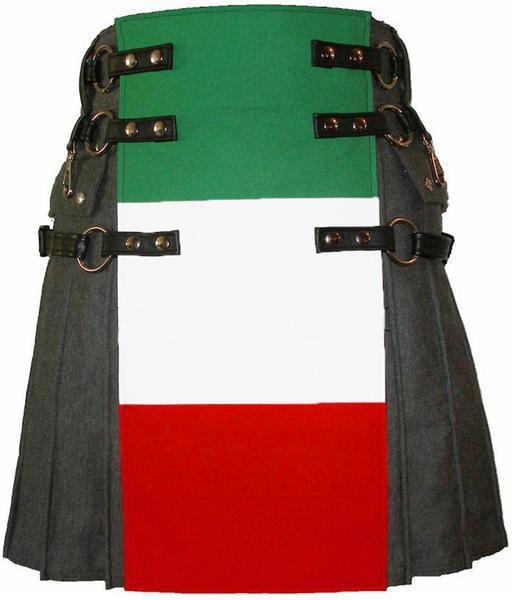 Italian flag kilt for men 100% cotton from 28 “to 60” inches