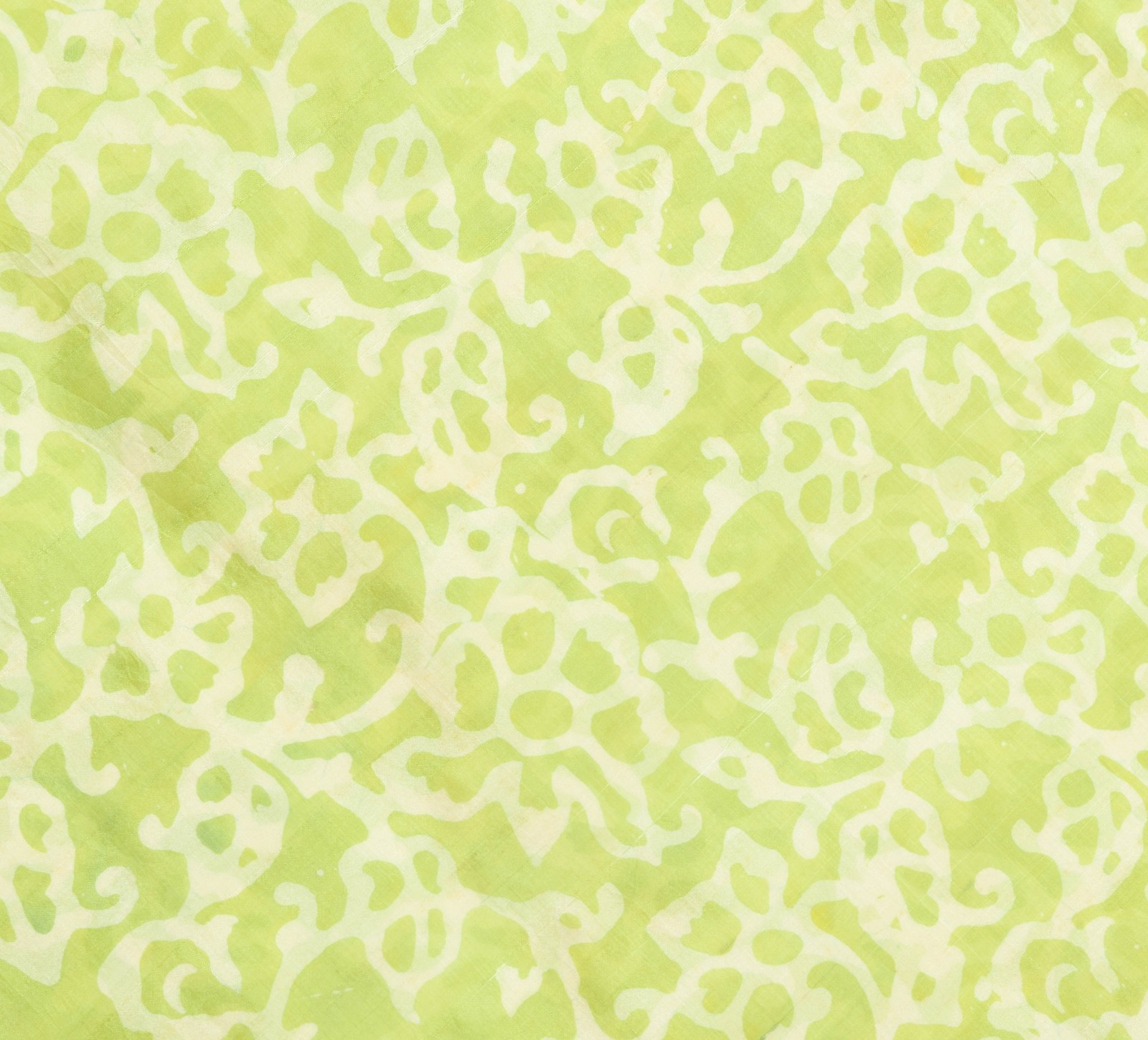 Sushila Vintage Green & Brown Saree 100% Pure Silk Batik Printed Craft Fabric