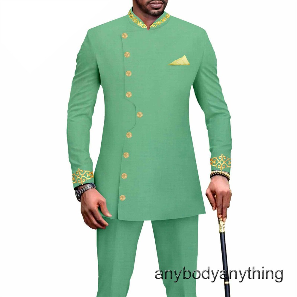 Men’s 2 Piece Set Traditional Shirt and Pants African Set Suit Middle East Suit