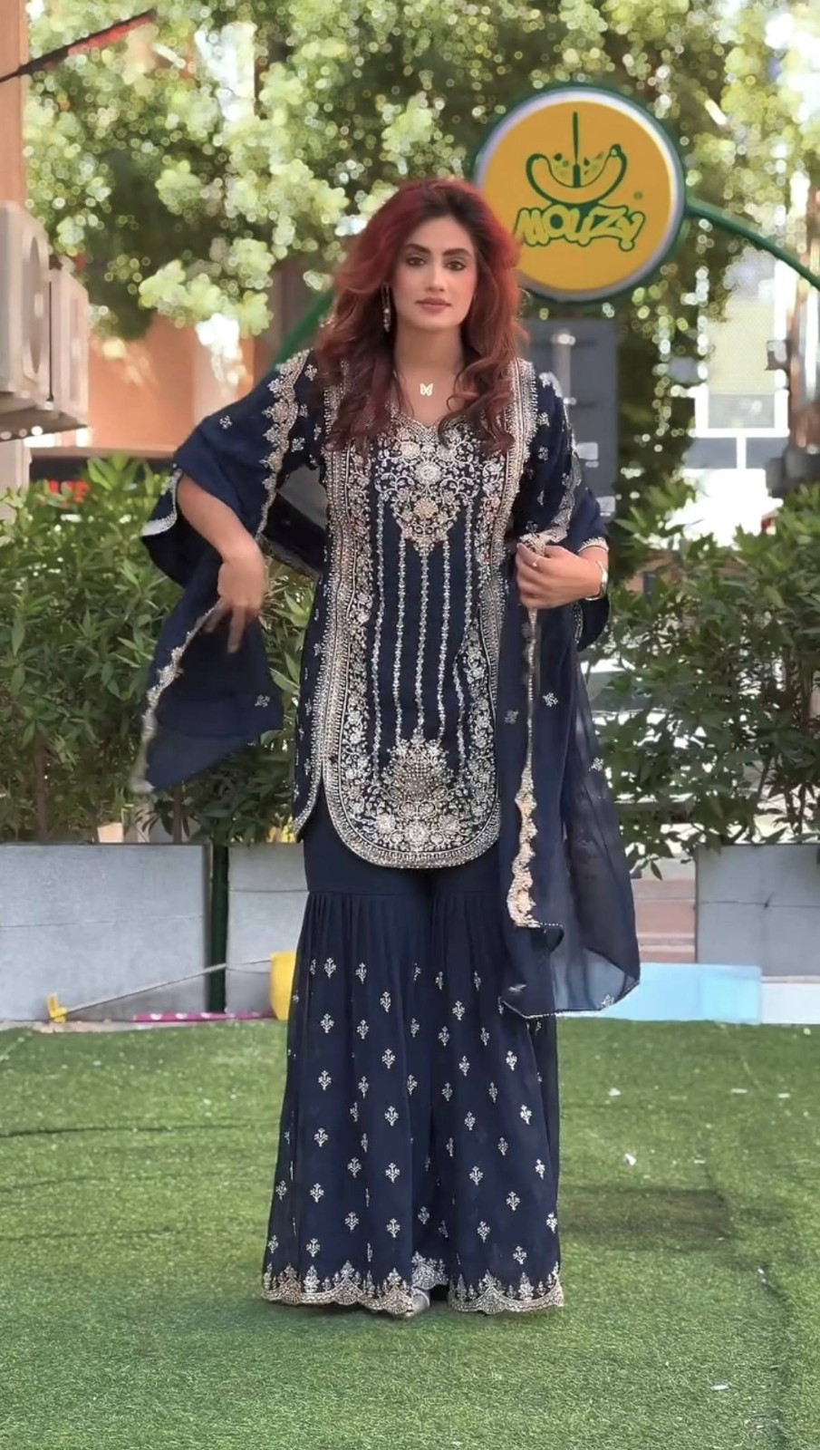 Elegant Designer Star Georgette Kurta Palazzo With Dupatta For Party Wear