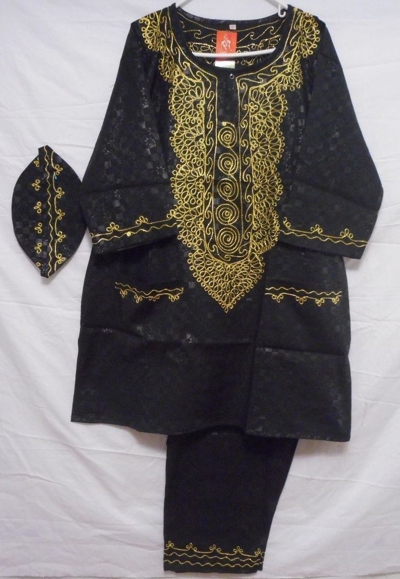 Dashiki Men’s Shirt African Ethnic Rayon Brocade traditional 3pcs set One Size