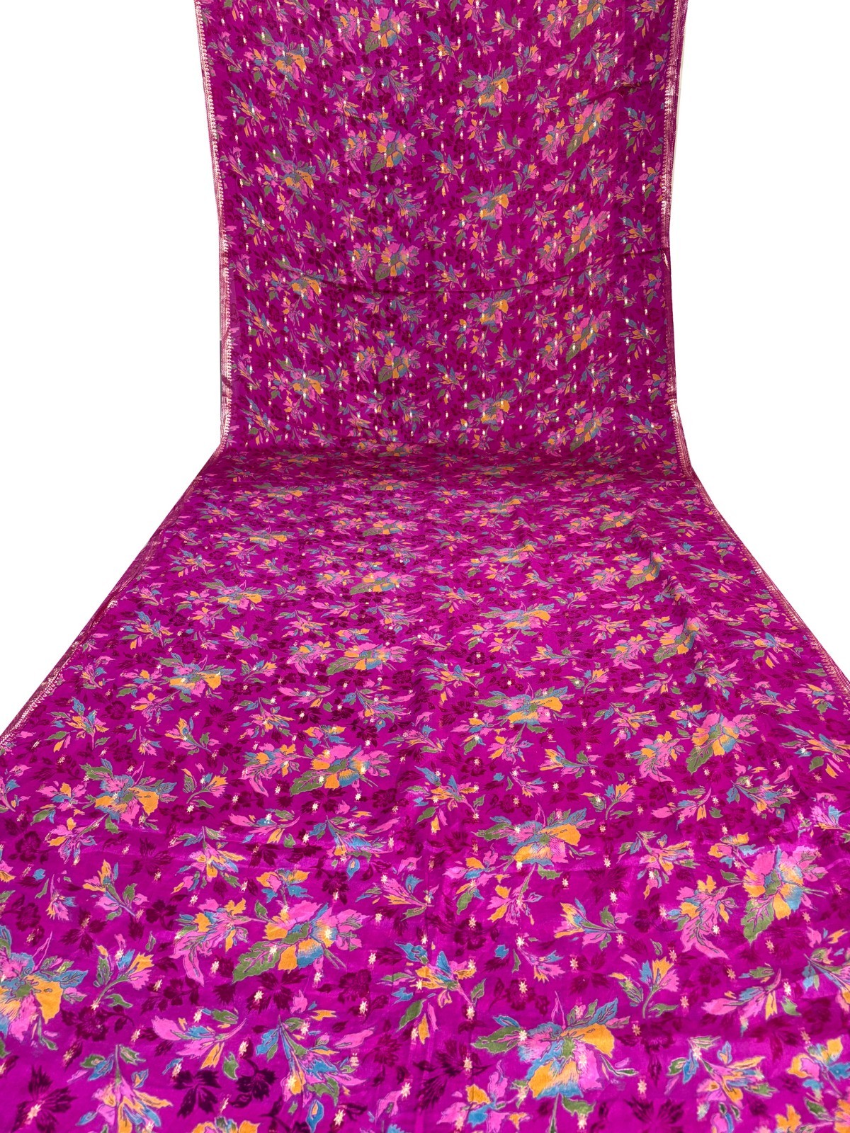 Vintage Chiffon Silk Saree, Lightweight Fabric for DIY & Sewing CS1202