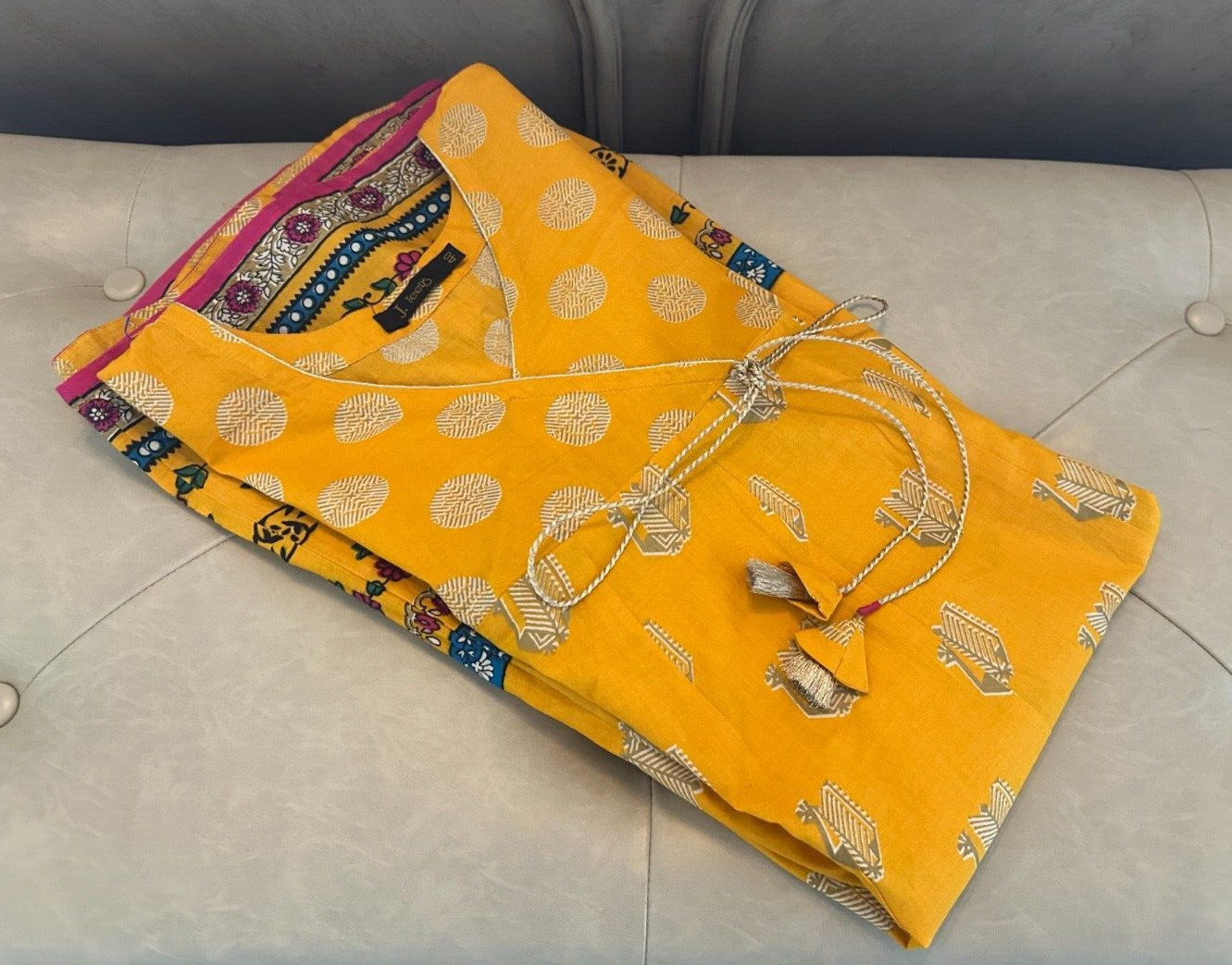 Junaid Jamshed J. Teens Yellow Cotton Lawn Kameez Kurti Teens – Size 40