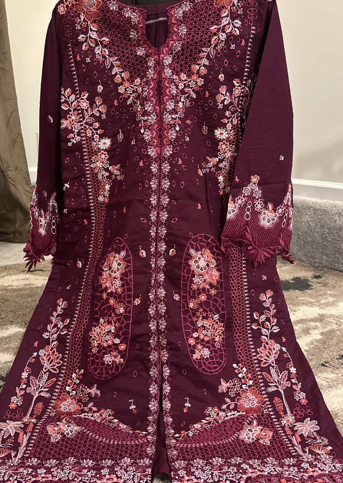 Pakistani Otto Lawn Luxury Fancy Salwar Kameez Large Bust 42 Lined