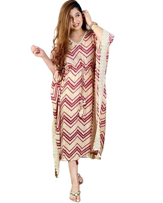 Traditional Women Rayon Kurti V-Neck Sleeveless Kaftan Tunic Kurti for Regular
