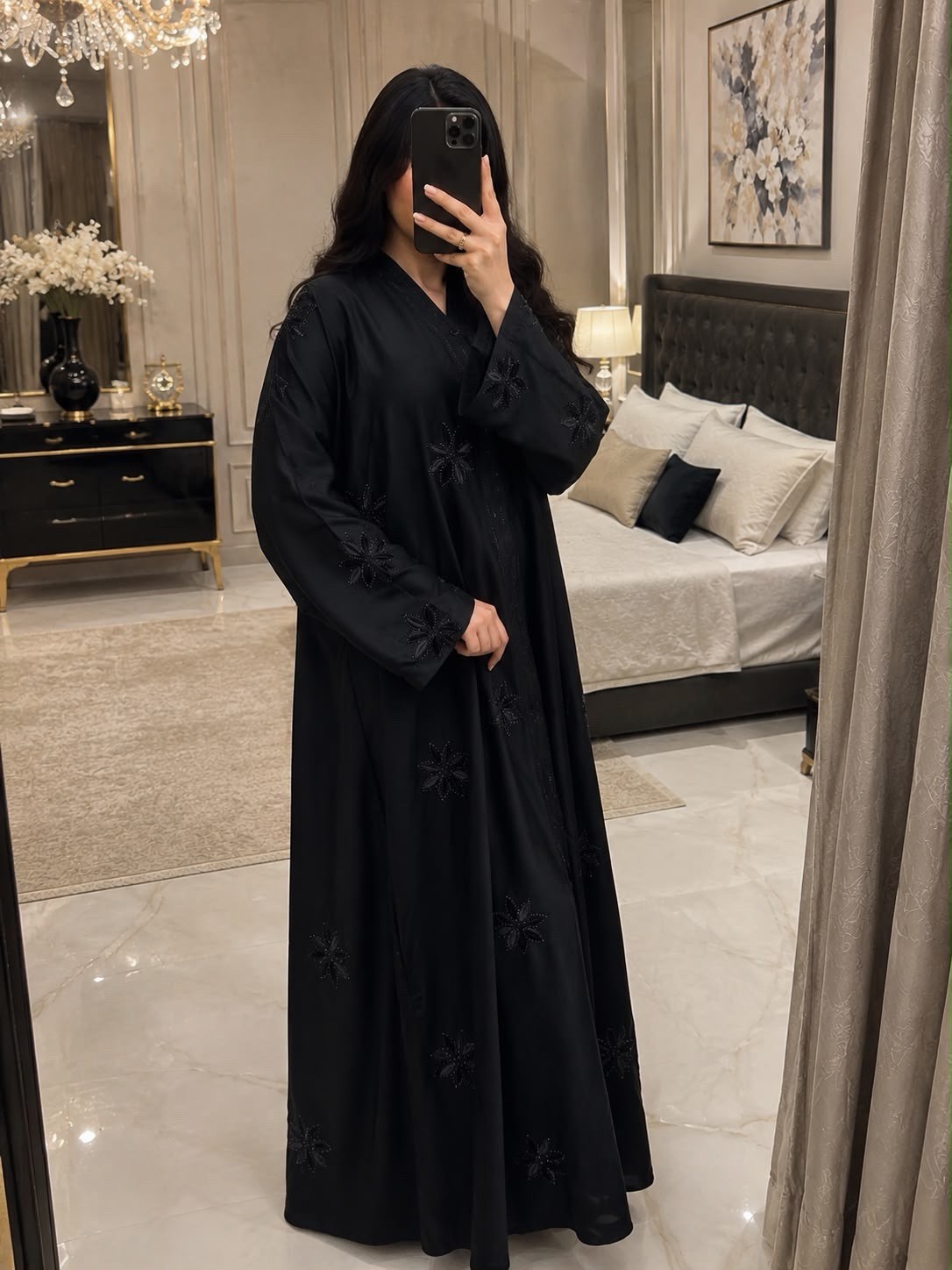 LIBAAYA WEAR Women’s Black Kaftan Abaya Chiffon Polyester Size L MPN L33