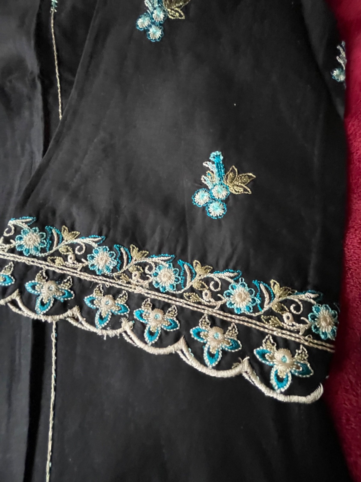 Pakistani 2 Piece Pima Lawn shirt & Trouser Black Embellishment.Brand Heer pret.