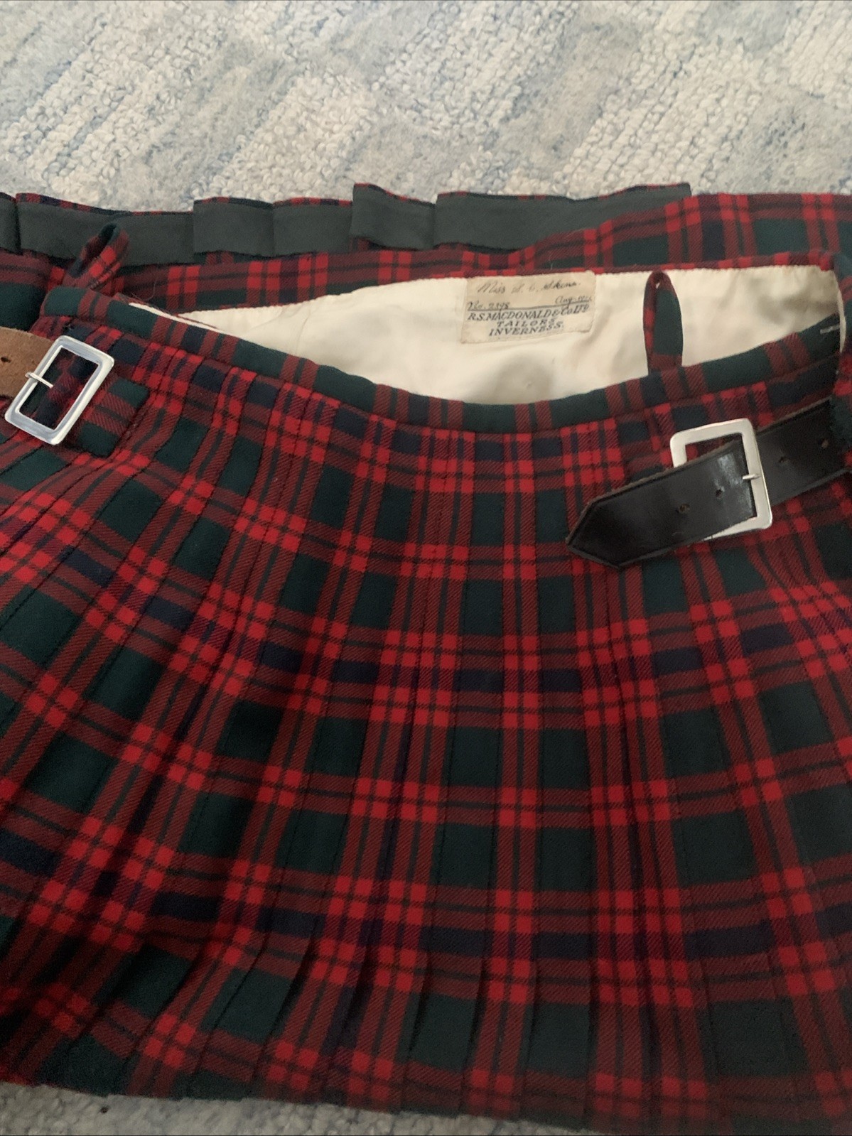 Vtg 1954 Authentic Kilt Macintosh Plaid Wool Hand Tailored Inverness Sz 8 Red