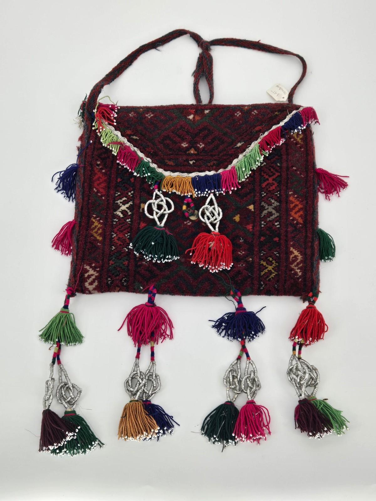 Vintage Hand Knotted 100% Wool Carpet Turkish Bag #2674
