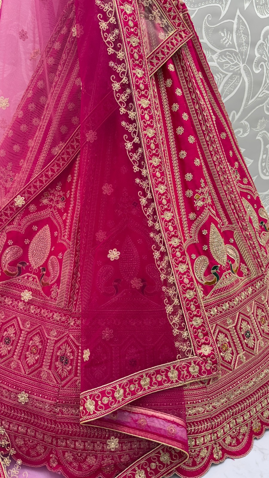 Luxury Silk Lehenga Choli Peacock Dori Zari Work Wedding Bridal Set