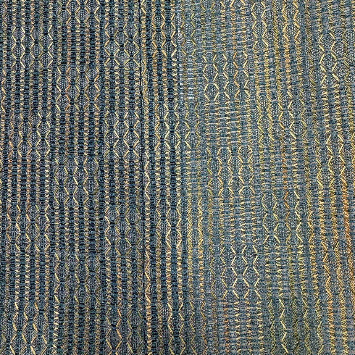 Kimono Textile Stripe Gray Green Silk 105cm M Japanese Textile