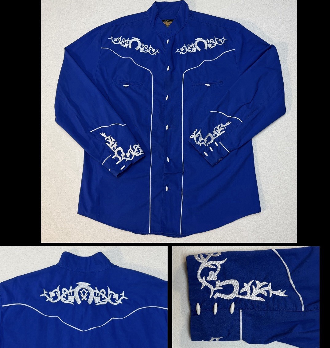 El General Charro Western Shirt Camisa Blue Sz XL Chest 45” Toggle Tarugos EUC