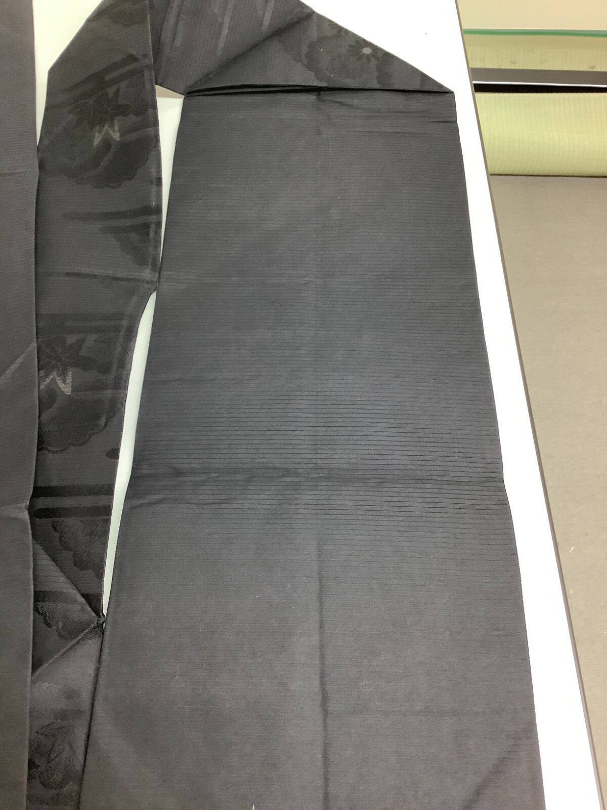 Japanese Vintage Kimono Nagoya Obi pure silk black tradition 140.9×12.5inch
