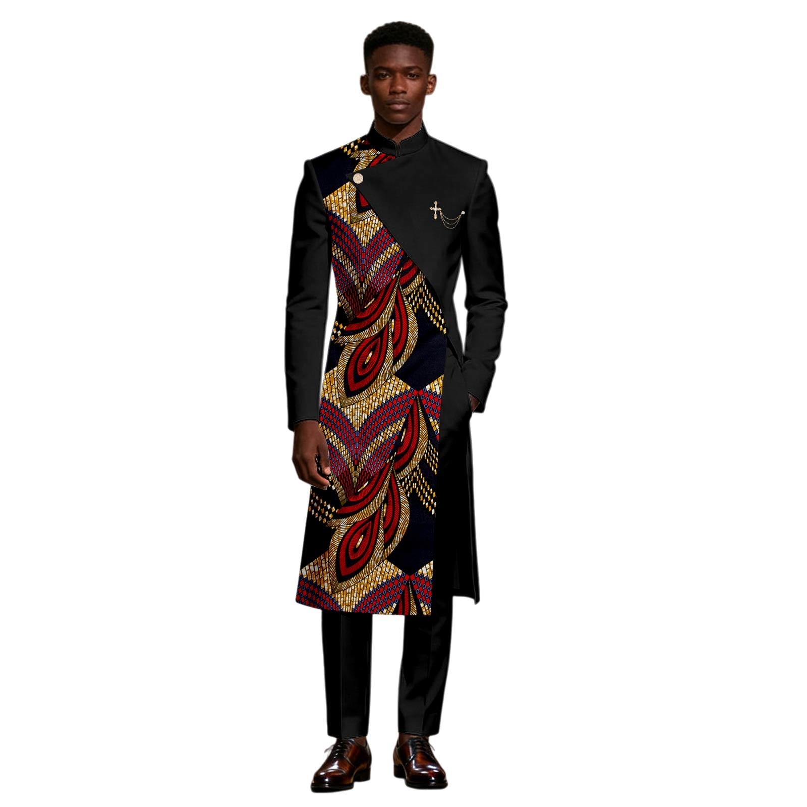 African Suits for Men Dashiki Printed Long Jacket and Pants 2 Piece Set African