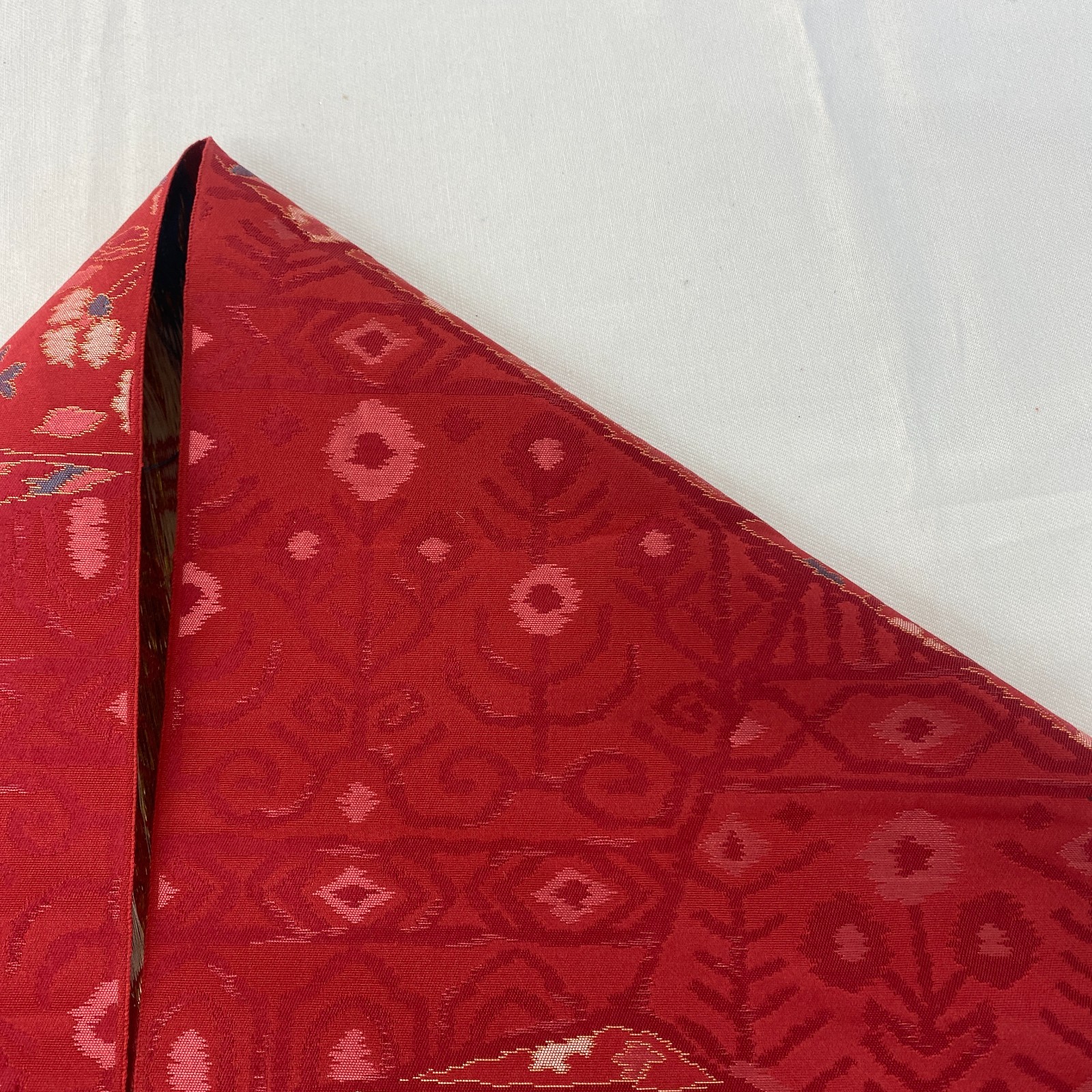 Japanese Vintage Kimono Nagoya Obi Silk Red Traditional Authentic 135x 11 in