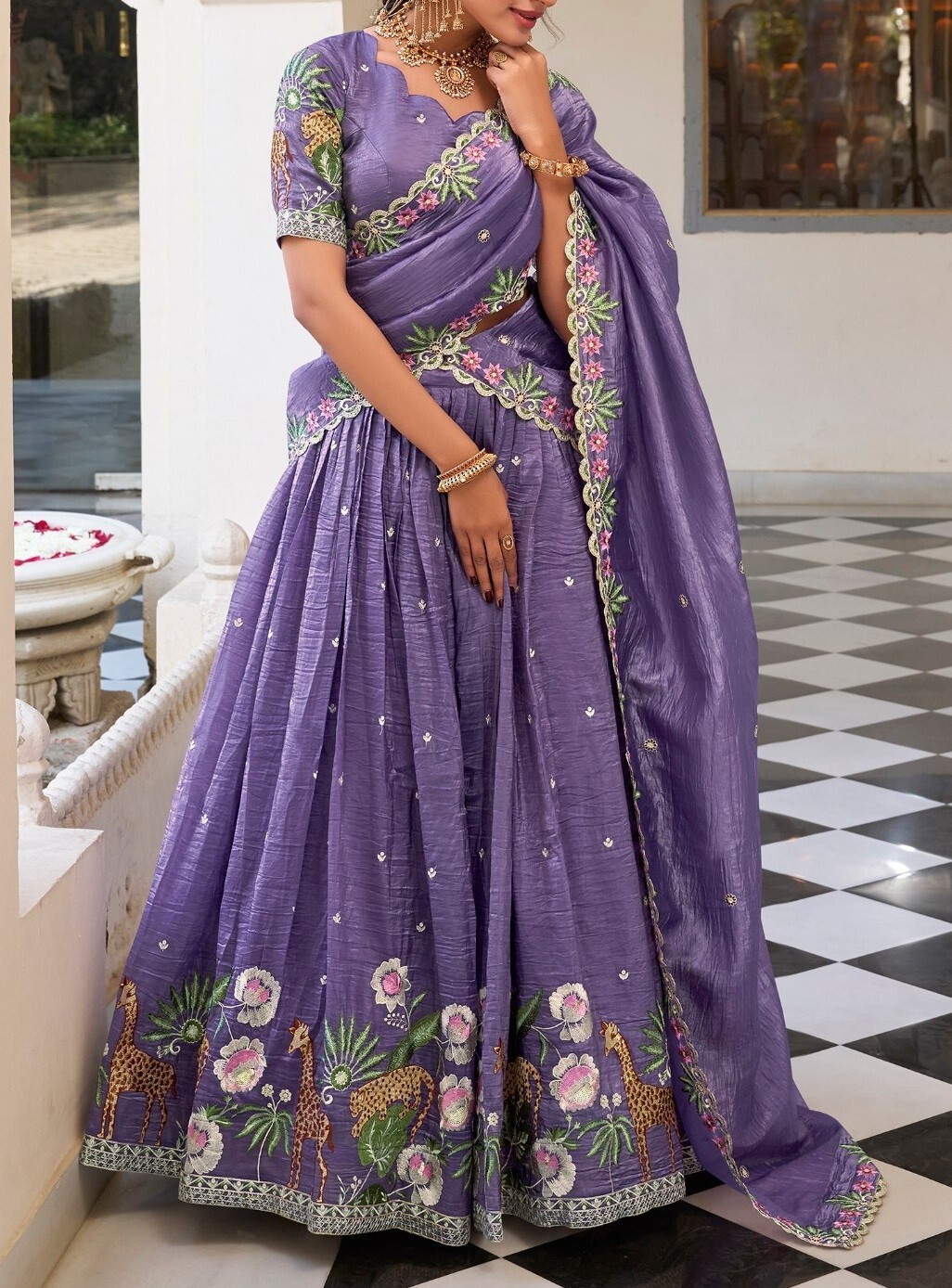 Launching New Gold Crush Lehenga Choli With Dupatta For Women And Girls