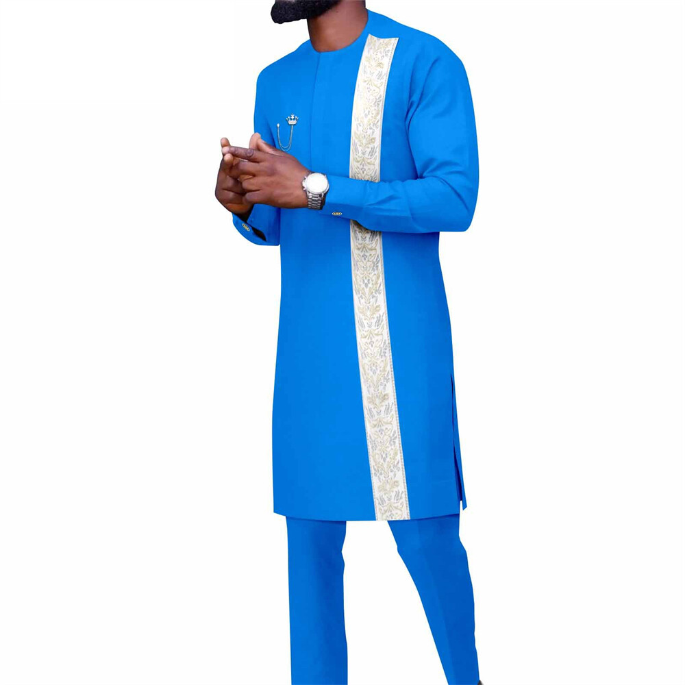Men’s 2 Piece Set Traditional Shirt and Pants African Set Suit Middle East Suit