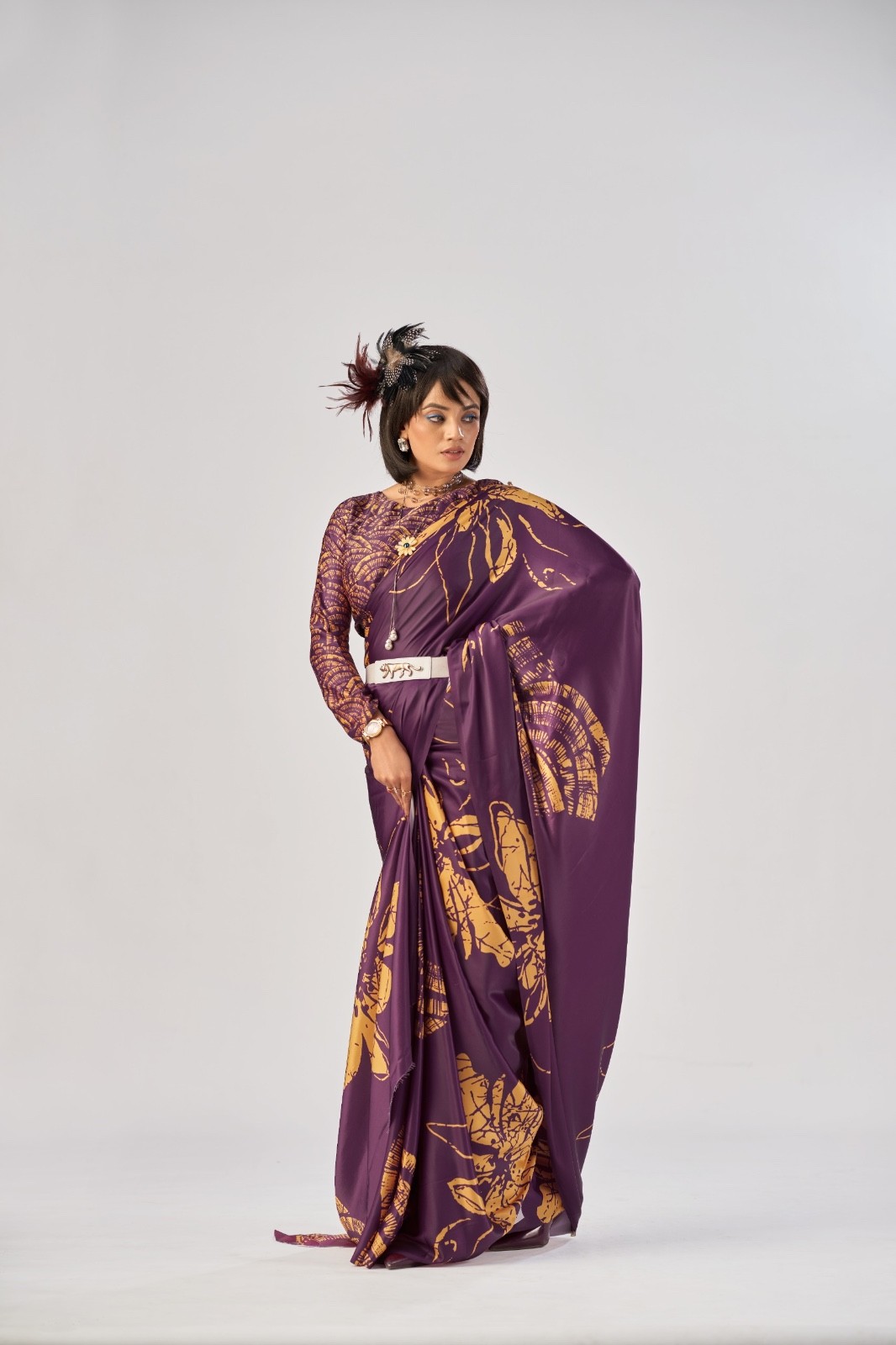 Premium Japanese silk satin saree: office classy wear saree, gift for her.