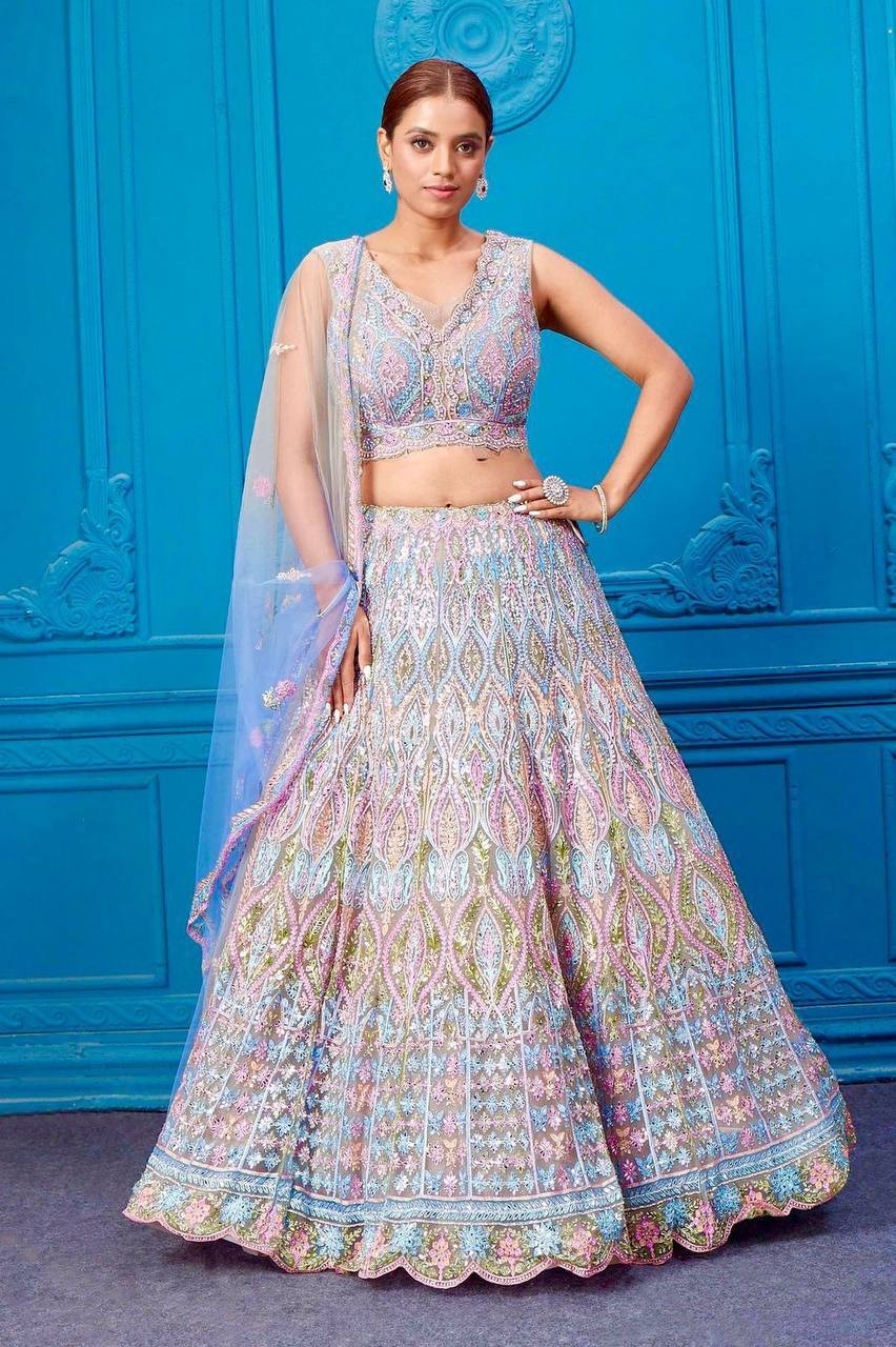 INDIAN WEDDING PARTY NEW DESIGNER LEHENGA CHOLI LEHENGA PAKISTAN WEAR BOLLYWOOD2