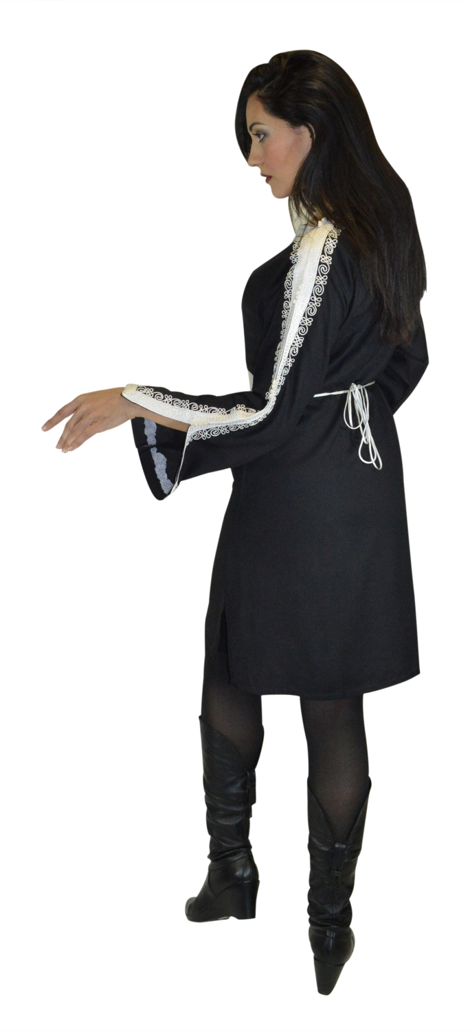 Moroccan Handmade Caftan Tunic Short Black Cocktail Dress Vintage Evening wear