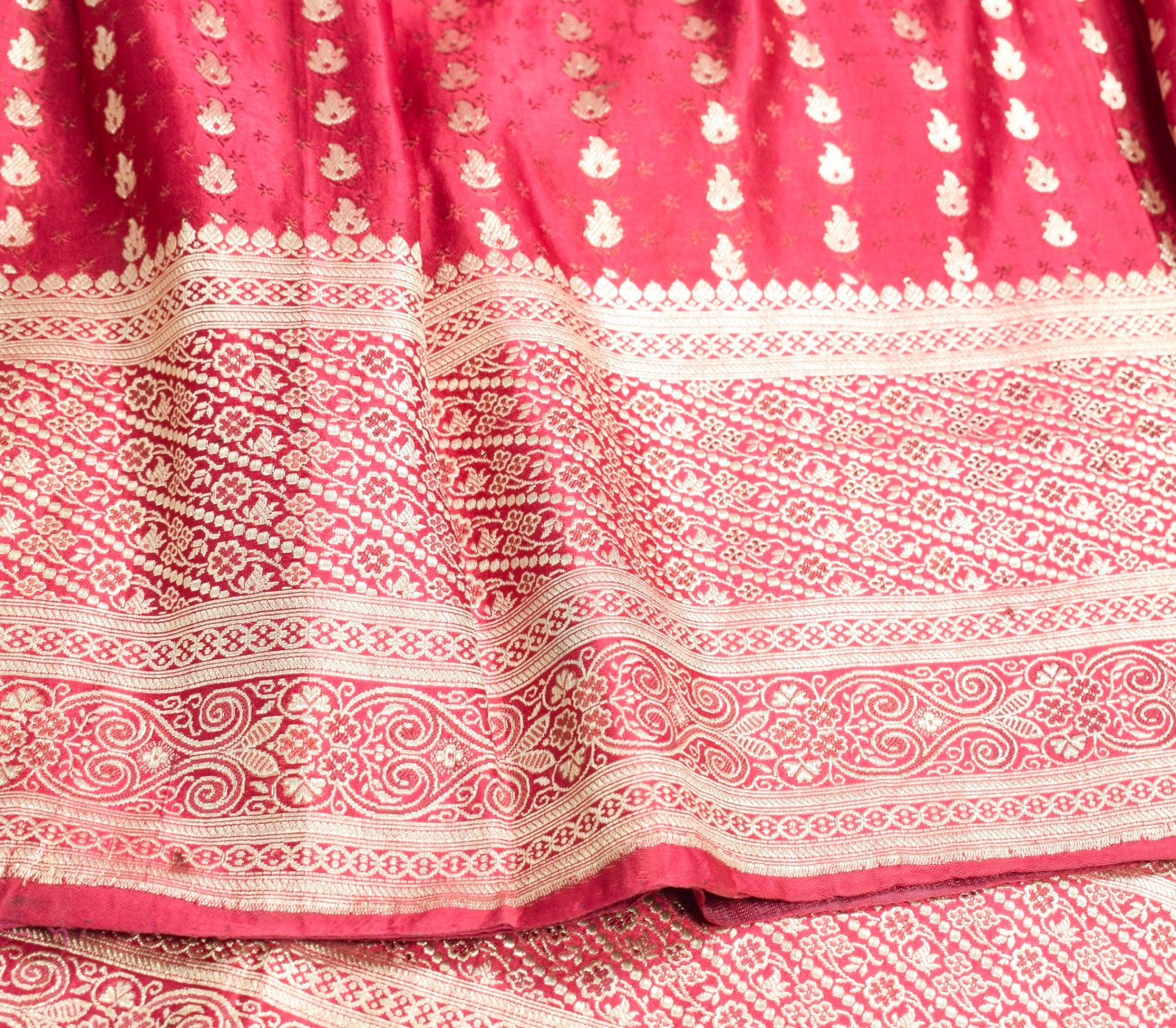 Sushila Vintage Heavy Saree Pure Satin Silk Banarasi Brocade Woven Sari Fabric