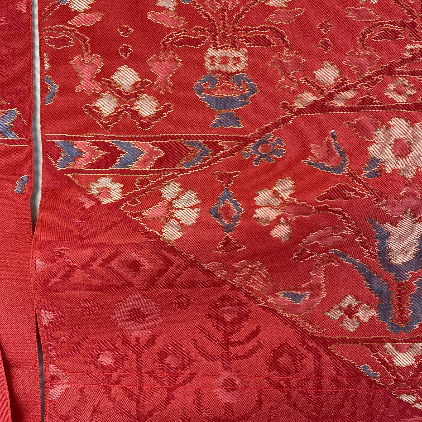 Japanese Vintage Kimono Nagoya Obi Silk Red Traditional Authentic 135x 11 in